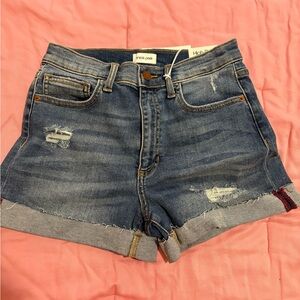 Sneak Peek Blue Distressed Jean Shorts
